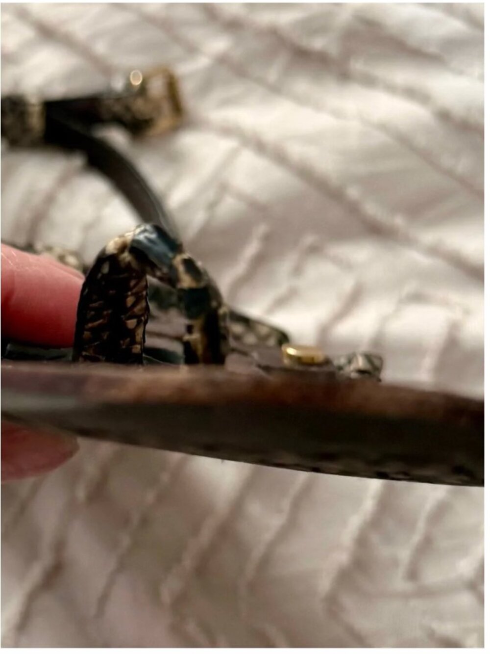 Tory Burch Phoebe Chandler Flat Leather Sandals with Snake-Print Trim - Picture 3 of 16